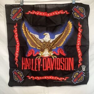 Harley-Davidson Vintage Black Bandana with Bald Eagle Design made in USA